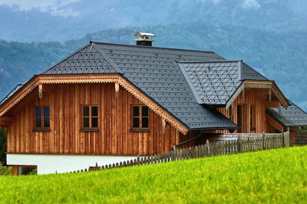 Pruggern, Austria - August 15, 2021: Beautiful traditional Austrian house