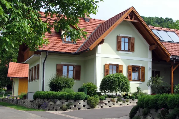 Vienna, Austria, July 19, 2023. Apartment in residential building exterior in Prater part.